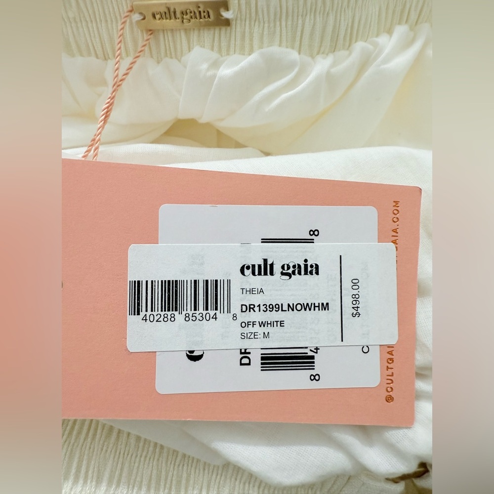 NWT Cult Gaia Theia Halter Backless Linen Blend MIDI Dress in Off- White Size M - Picture 12 of 16